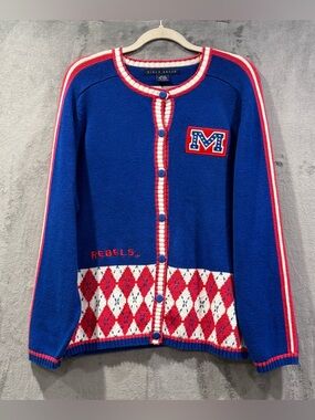 Vintage Ole Miss Rebels Cardigan Sweater Colonel Reb Birch Bros Size XL